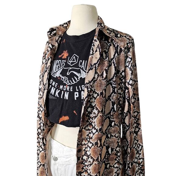 Brown Snake Print Duster button-up Shirtdress Size Small - Picture 5 of 11